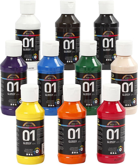 A-color acrylverf - assortiment, kleuren assorti, 01 - glossy, 100 ml