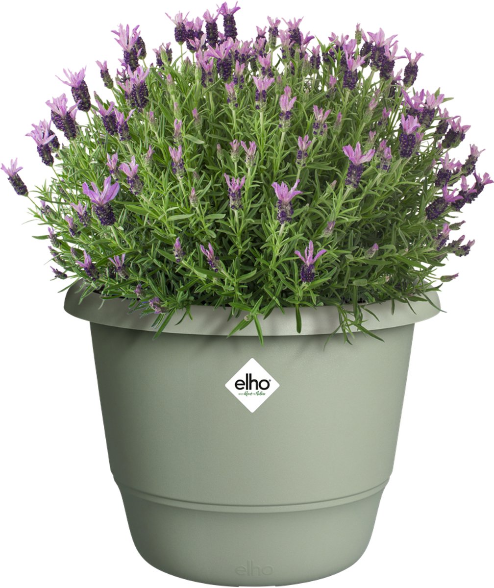 Elho amiga rond 40 - bloempot voor binnen buiten - 100% gerecycled plastic - ø 39.0 x h 29.3 cm - tijmgroen
