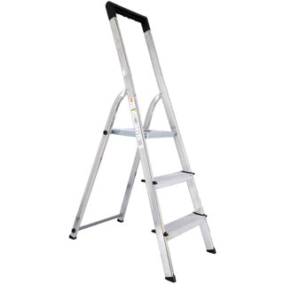Hailo l40 huishoud trap 3-treeds aluminium (2 treden+bordes)