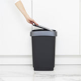 Rotho twist afvalbak met swingdesksel 25l - zwart zilver - bpa-vrij -incl 6 sticker voor diverse afvalstromen