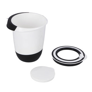 Basic mengkom met deksel 1.5l wit zwart
