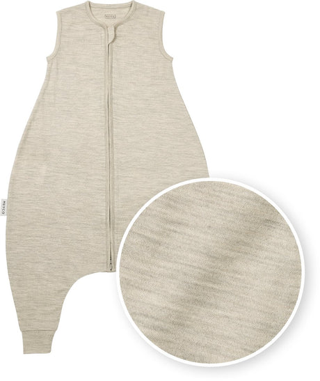 Meyco baby studio collection merino slaapoverall jumper met vaste mouw - merinowol - sand melange - 92cm - 0.5 tog
