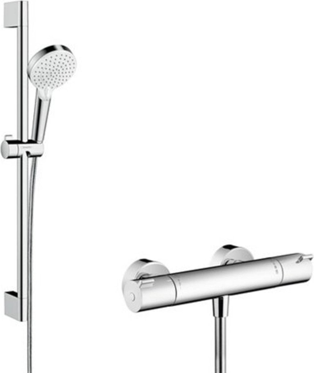 Hansgrohe crometta vario renovatieset 1001 cl - thermostaat - ecostat thermostaat - 65 cm - wit chroom
