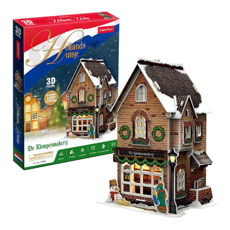Cubic fun 3d puzzel klompenmakerij led verlichting kerstdorp speelgoed.