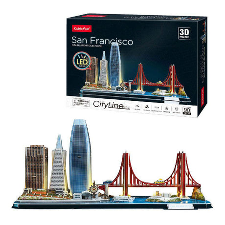 Cubic fun 3d puzzel city line san francisco met led verlichting