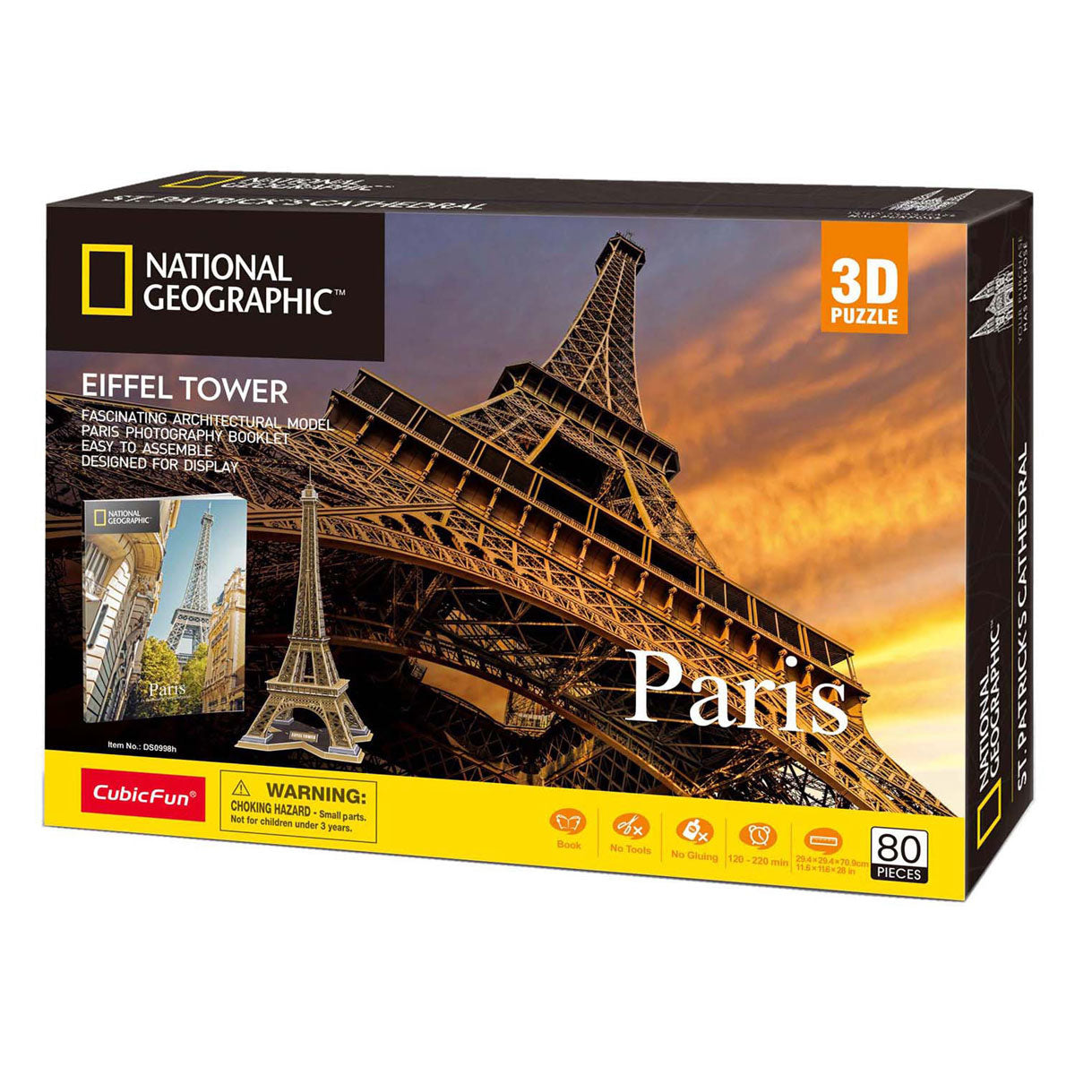 Cubic fun national geographic 3d puzzel eiffeltoren - 80 stukjes - 70,9 cm hoog