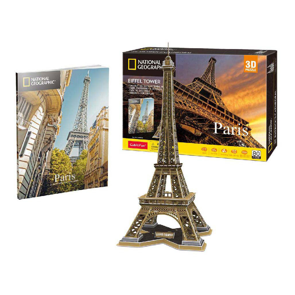 Cubic fun national geographic 3d puzzel eiffeltoren - 80 stukjes - 70,9 cm hoog