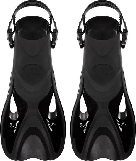 Atlantis dolphin - flippers - zwemvliezen - verstelbare hielstrap - voor zwemmen snorkelen - volwassenen - zwart - 41-45