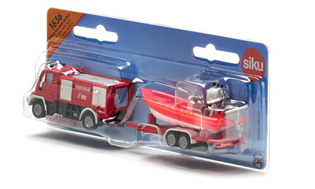 Siku 1636 unimog brandweer met boot 167x29x42mm