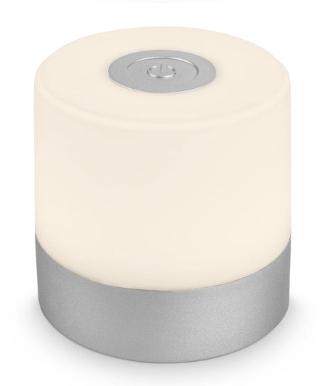 B.k.licht briloner - oplaadbare mini tafellamp - met usb-c - draadloos - dimbaar - buitenlamp - kinderlamp - 2.700k warm wit licht - 7x7 cm - chroom
