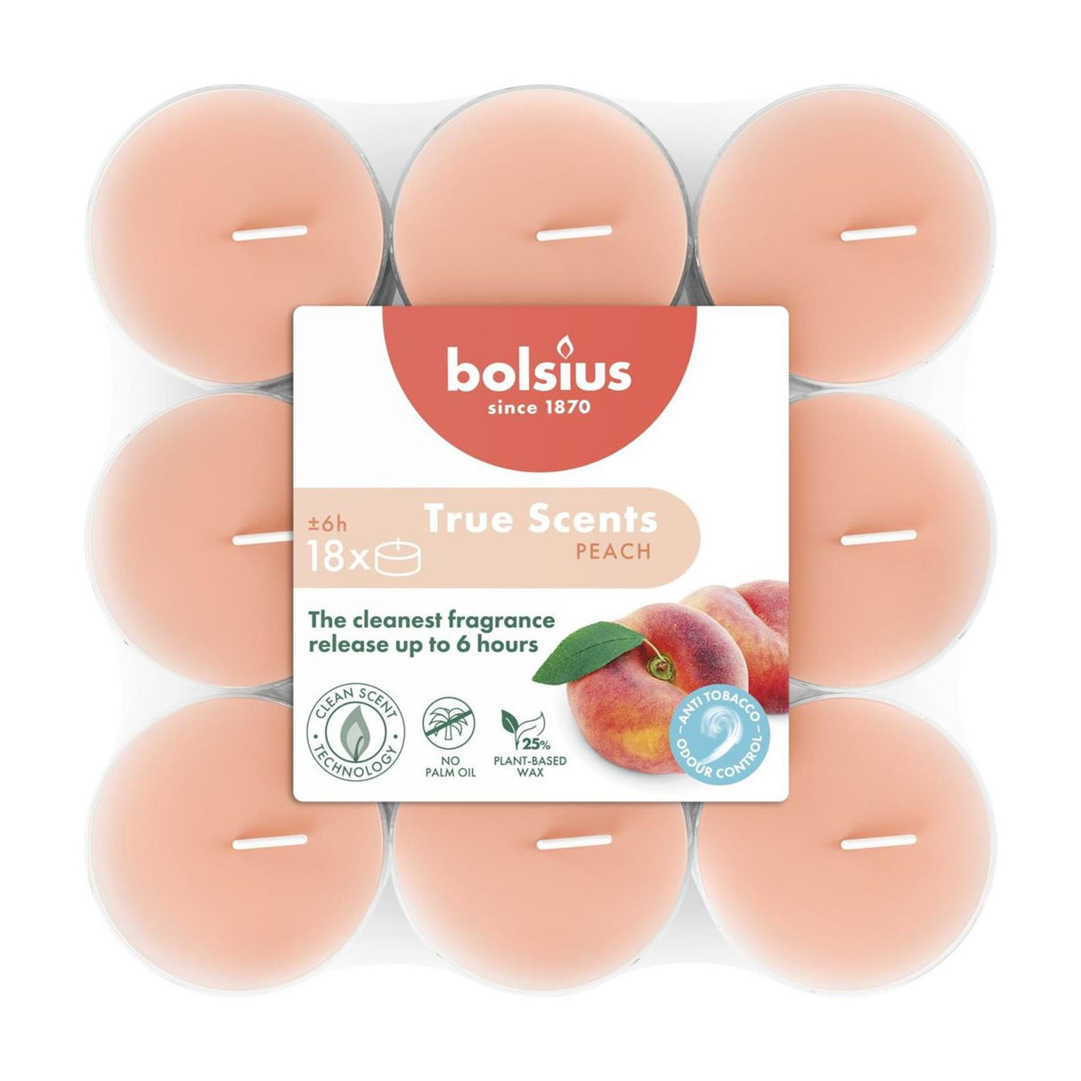 Bolsius geurtheelichten 6h 18st peach