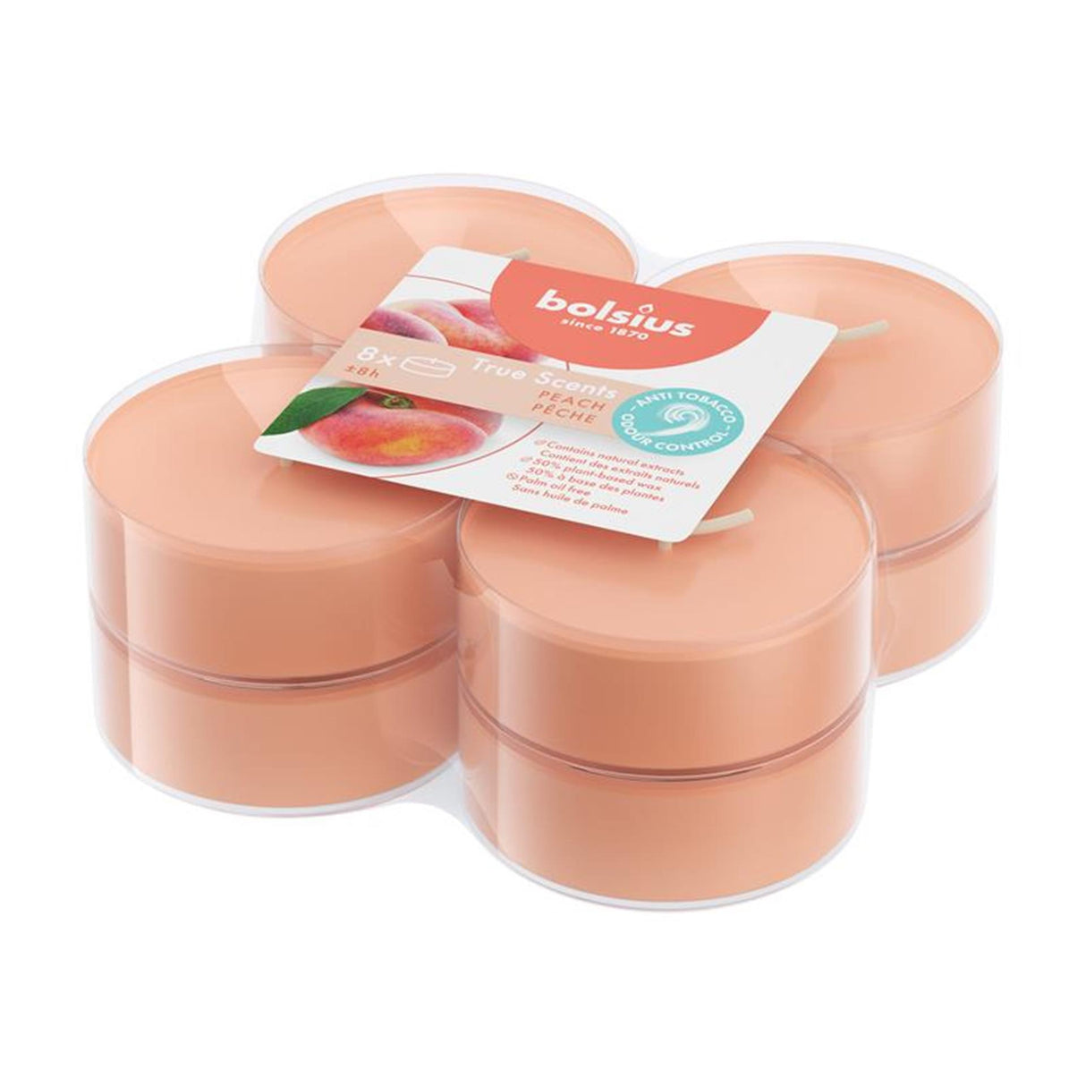 Bolsius maxilicht geur peach 8 stuks