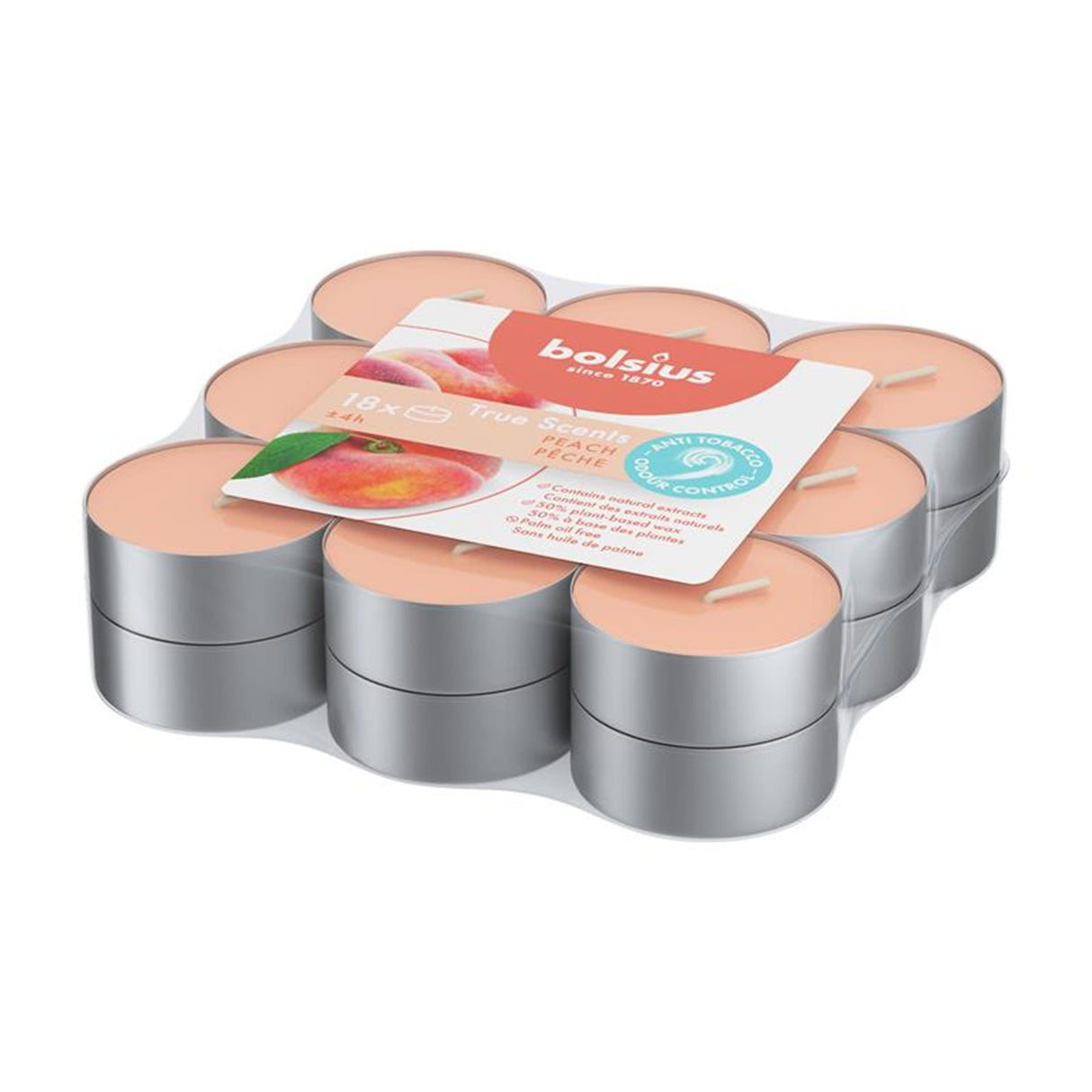 Bolsius geurtheelicht peach 18 stuks