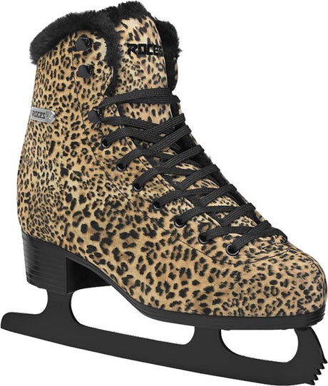 Roces - leopard - kunstschaatsen - schaatsen dames - bruin - warme fleece voering klassieke stabiliteit - maat eu 37