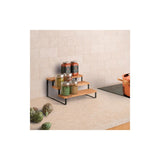 Metaltex - york lava - kruidenrek - 3 etages - 23 x 27 x 13 cm - hout en metaal