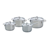 Bk profiline pannenset 4-delig - 16 18 20cm - zonder pfas-vrije antikleeflaag - pannenset inductie - rvs kookpan - ovenbestendig tot 160°c - met deksel - zilver