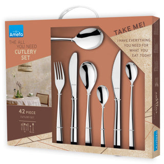 Amefa gaia all you need - 42-delige bestekset - voor 6 personen - zilverkleurig - rvs