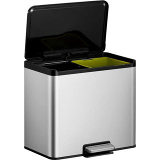 Eko essential recycling pedaalemmer 2 x 15 liter mat rvs