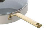 Bk sublime hapjespan 28cm met deksel - 3.6l - pfas-vrije antikleeflaag - hapjespan inductie - keramische pan -ovenbestendig tot 220°c - met glazen deksel - crème