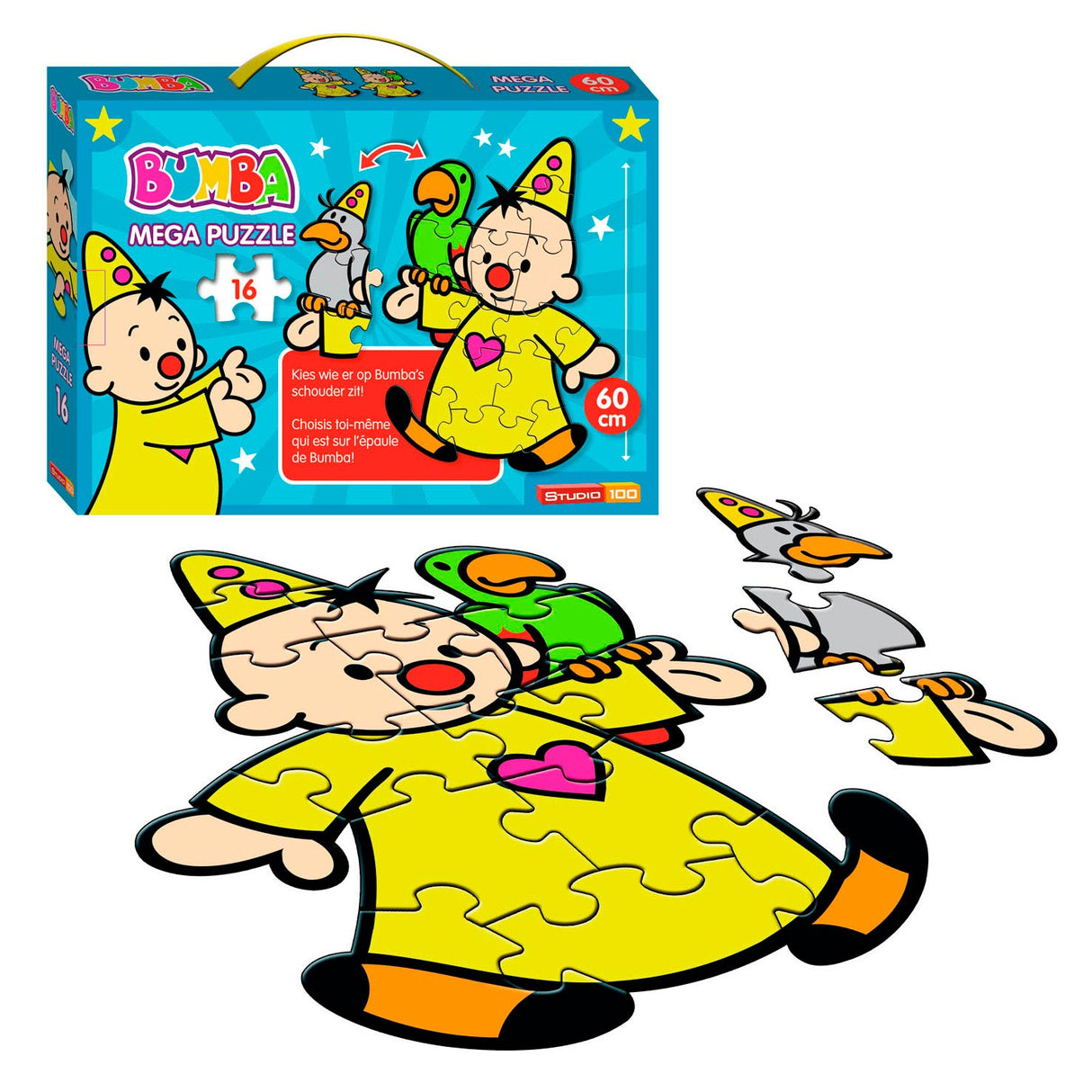 Bumba mega vloerpuzzel 16 stukken - 60 cm groot - in een koffertje