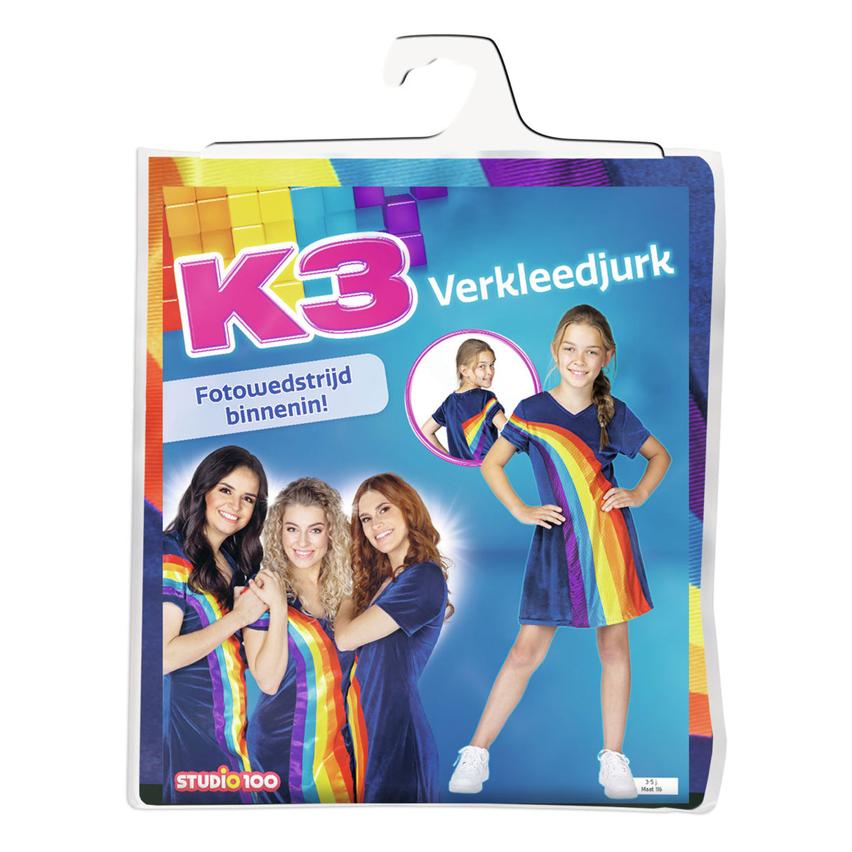 Studio 100 Verkleedjurk Regenboog Blauw, 3-5 jaar