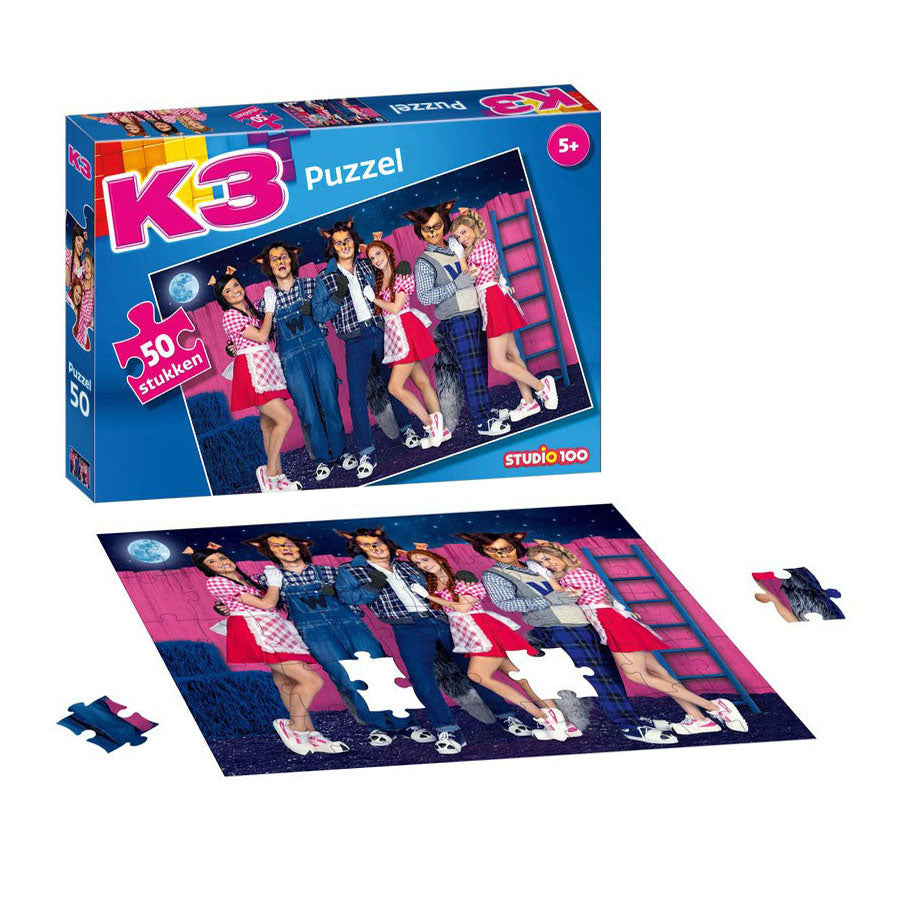 Studio 100 k3 legpuzzel 3 biggetjes en de wolven, 50st.