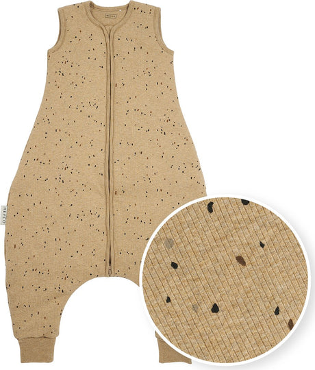Meyco baby rib mini spot baby winter slaapoverall jumper - toffee melange - 104cm - 2.0 tog