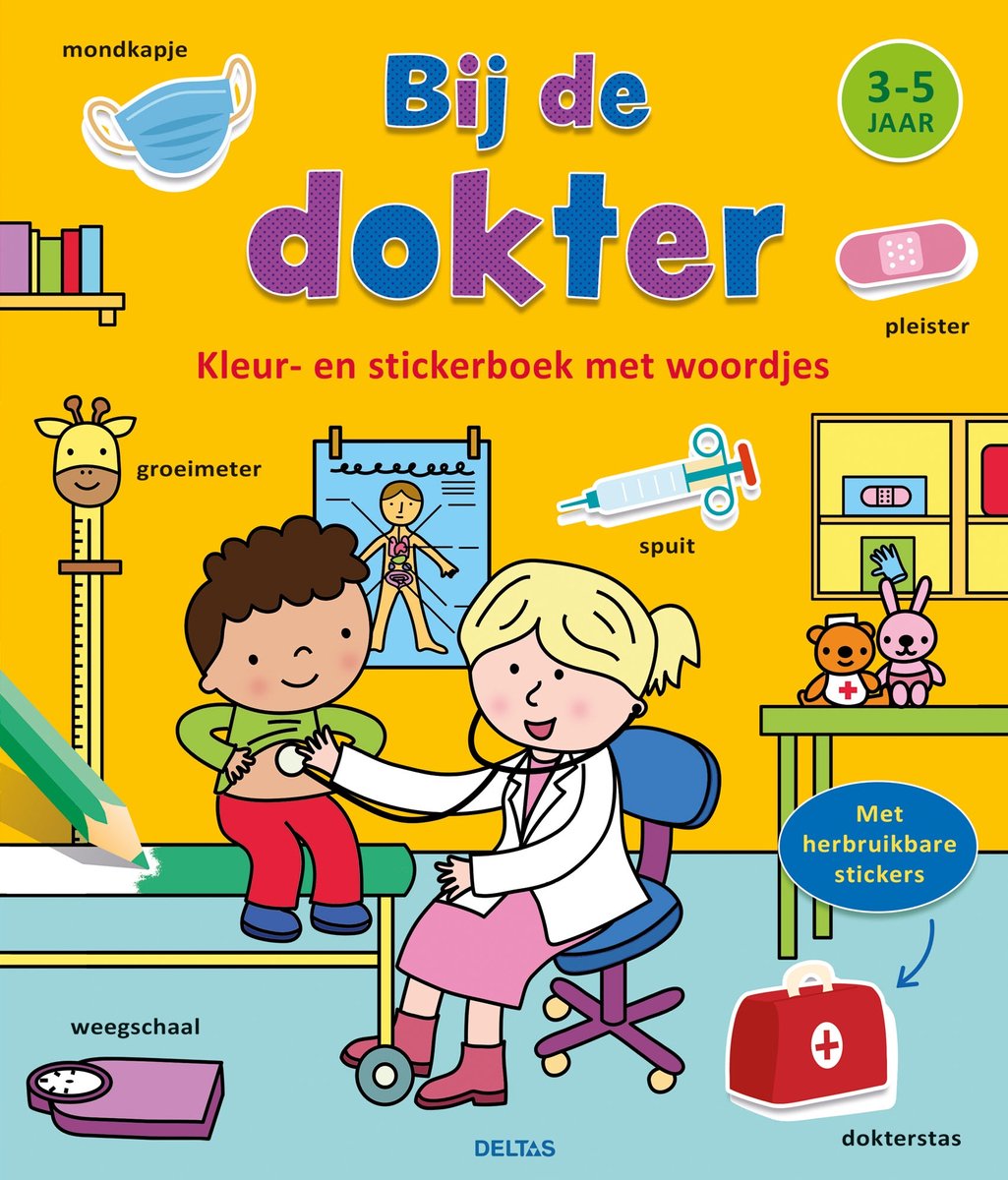 Deltas kleur- en stickerboek met woordjes - bij de dokter