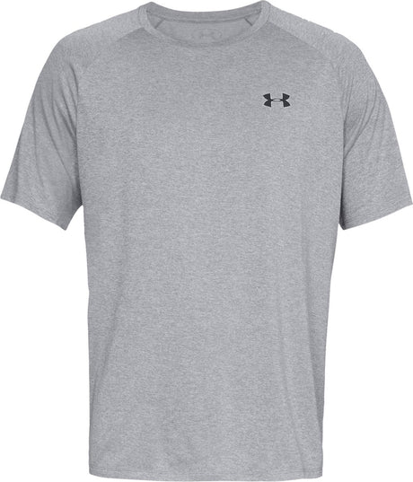 Under armour ua tech 2.0 ss tee-gry heren sportshirt - steel light heather - zwart
