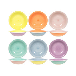 Diepbord ø21cm 2-tone pastel, 6 assorti | 6 stuks