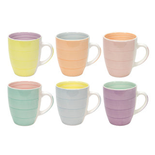 Koffiemok m oor, 340ml pastel 2-tone 6 assorti | 6 stuks