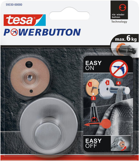 Tesa powerbutton classic zelfklevende haak (ø x h) 50 mm x 31 mm metaal inhoud: 1 stuk(s)