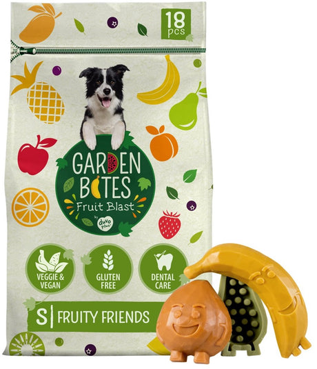 Garden bites duvoplus - fruity friends hondensnacks - hondensnoepjes - vegetarisch glutenvrij - small 18st