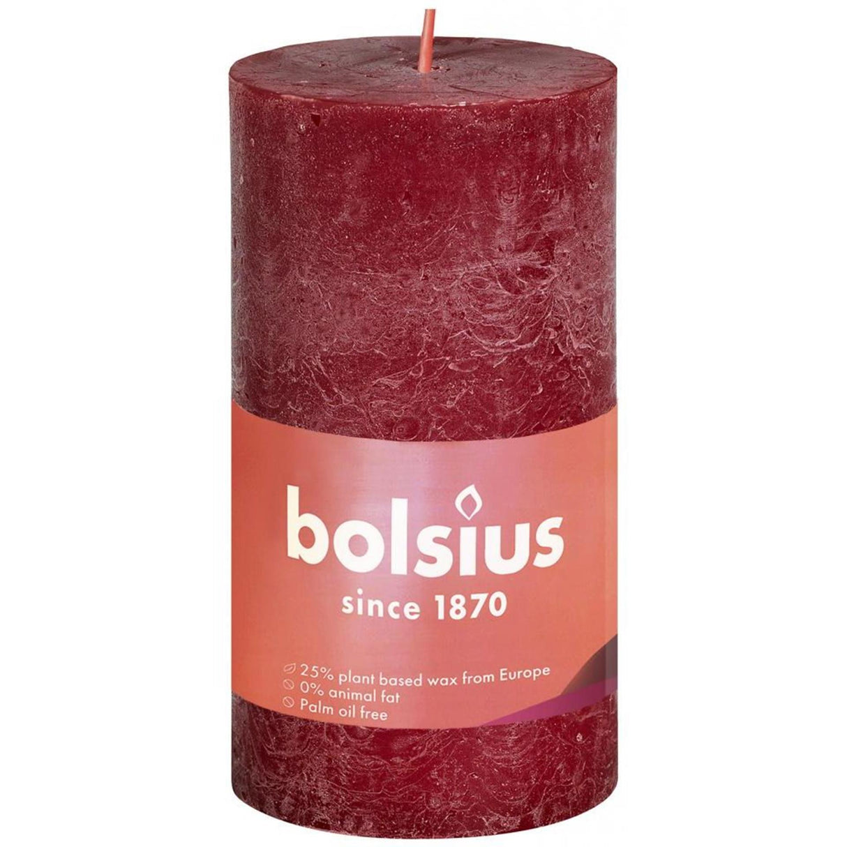 Bolsius rustiek stompkaars 100 50 rood