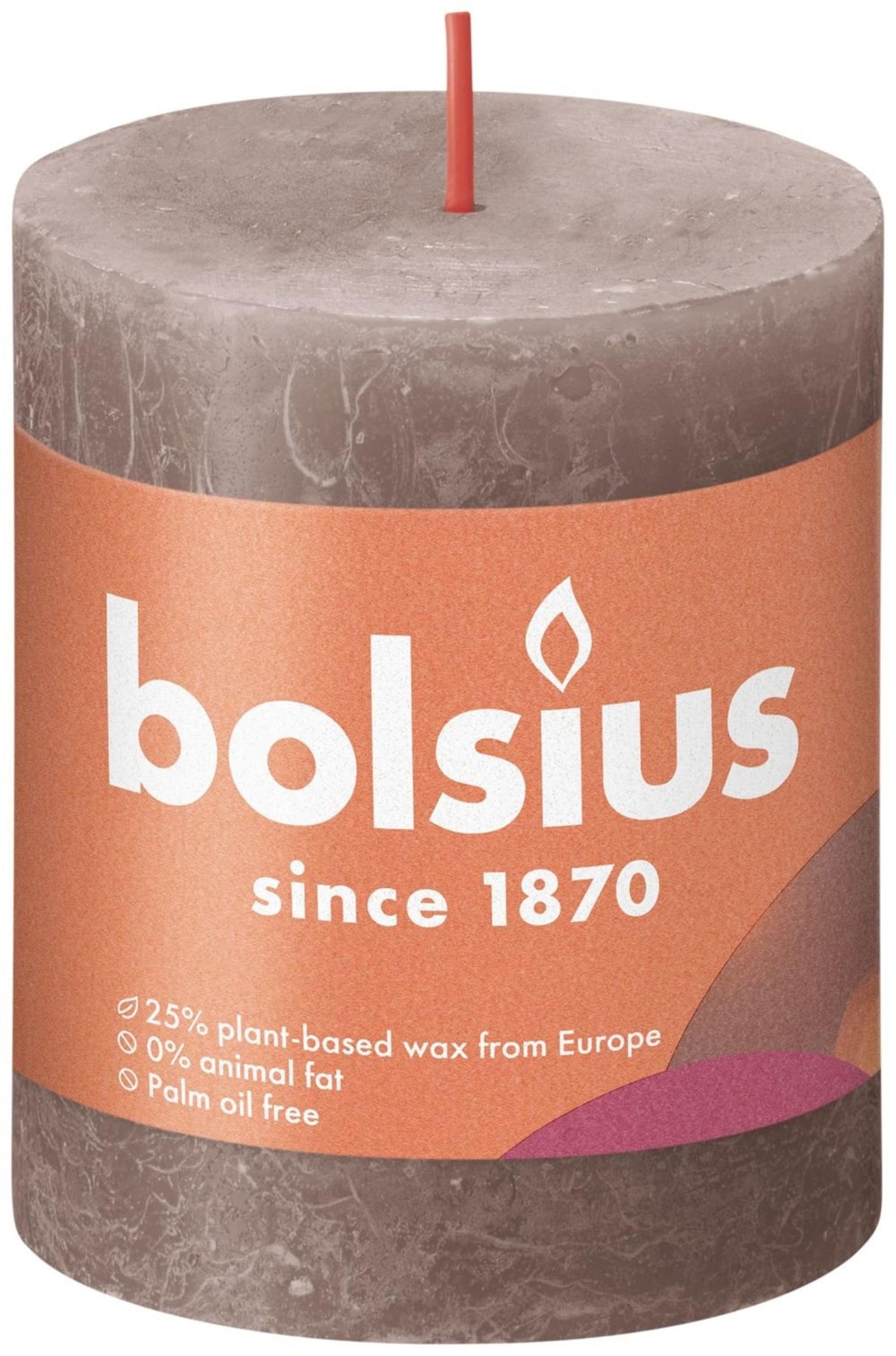 Bolsius rustiek stompkaars 80 68 taupe