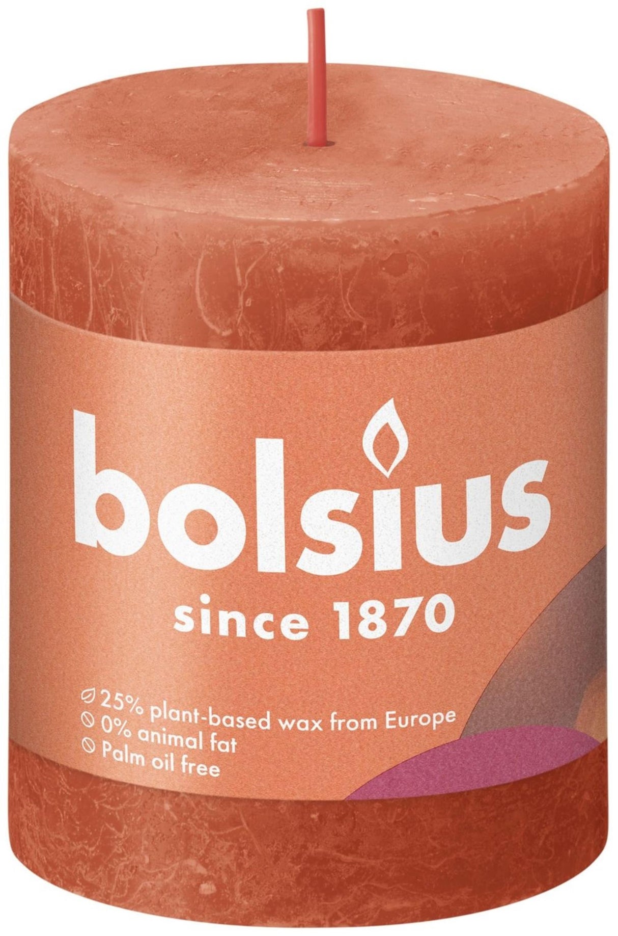 Bolsius rustiek stompkaars 80 68 oranje
