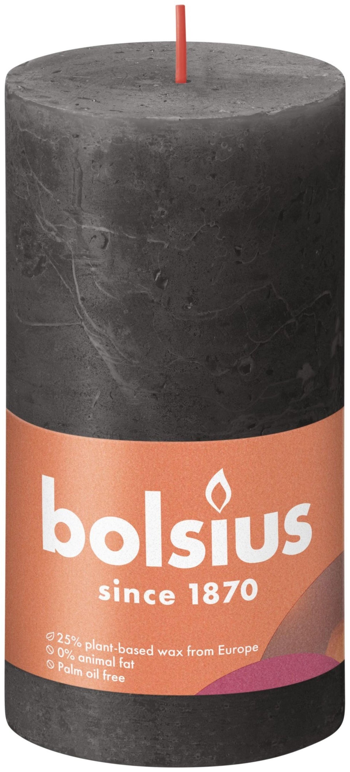 Bolsius rustiek kaars 130 68 grijs