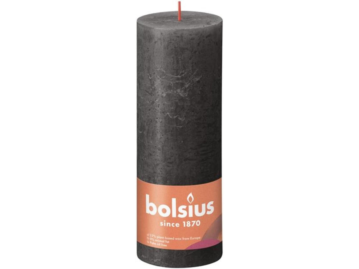 Bolsius rustiek stompkaars 190 68 grijs