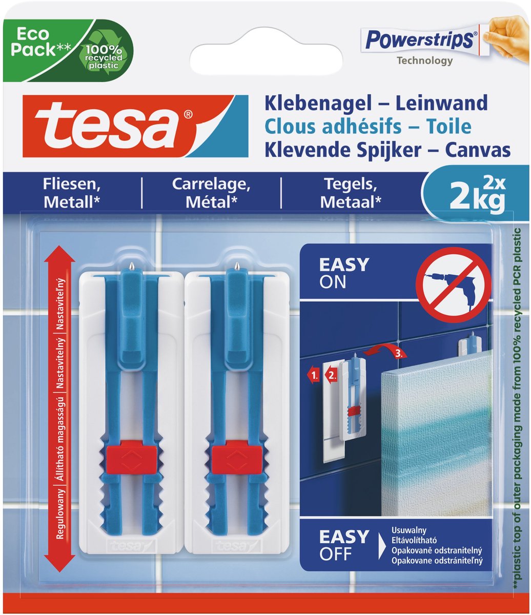 Tesa lijmschroef behang pleisterwerk verstelbaar zelfklevend verwijderbaar – houdkracht 1kg
