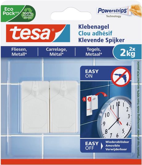 Tesa nagel tegels metaal verstelbaar badkamer keuken herbruikbaar – 2 stuks 4kg