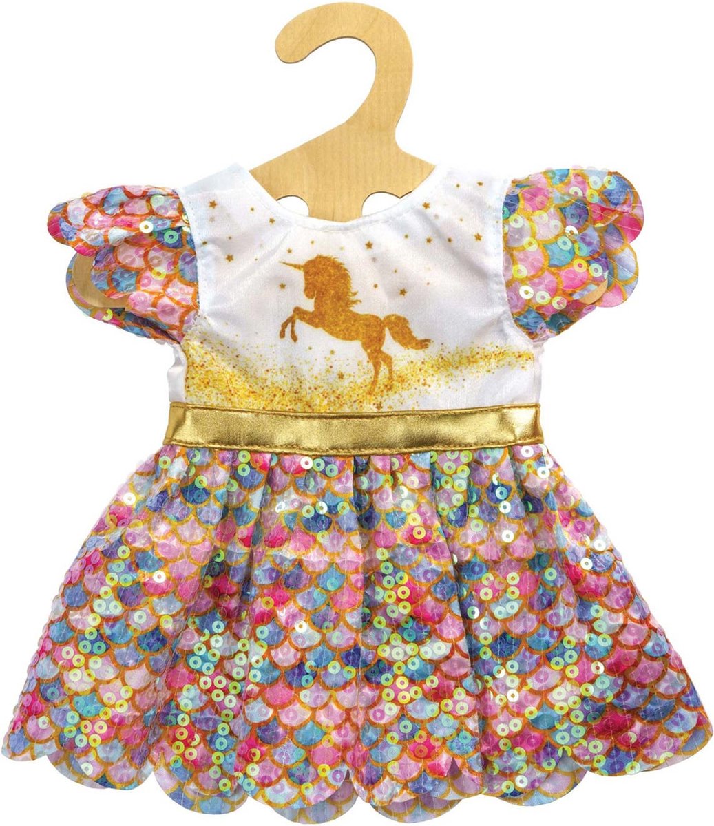 Heless pu-glitzerkleid einhorn goldy,gr.35-45cm
