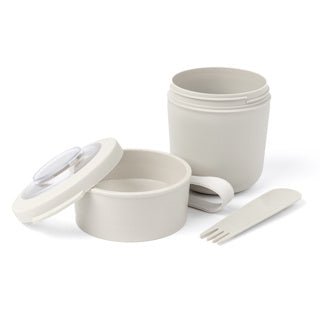 Amuse tylla duo oat lunchbox - 150ml + 450ml - yoghurt beker to go - perfect afsluitbare muesli beker met spork - lekvrije lunchpot - bpa-vrije soepbeker – beige