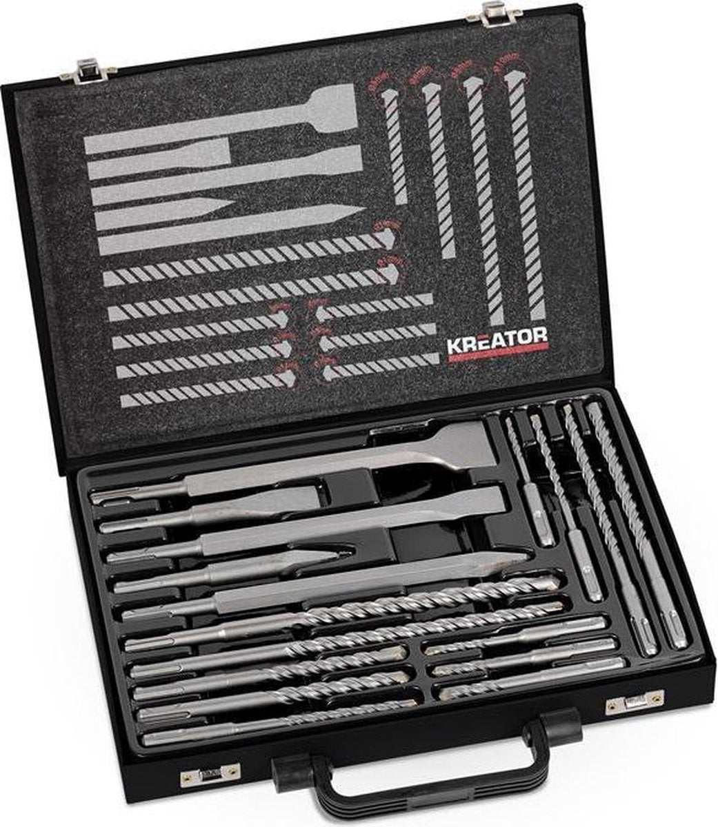 Kreator krt012801 - bit- en borenset - sds-plus - 17 delige beitelset