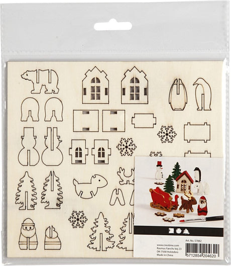 Creativ company cc diy houten figuren kerst l: 15,5cm b: 17cm