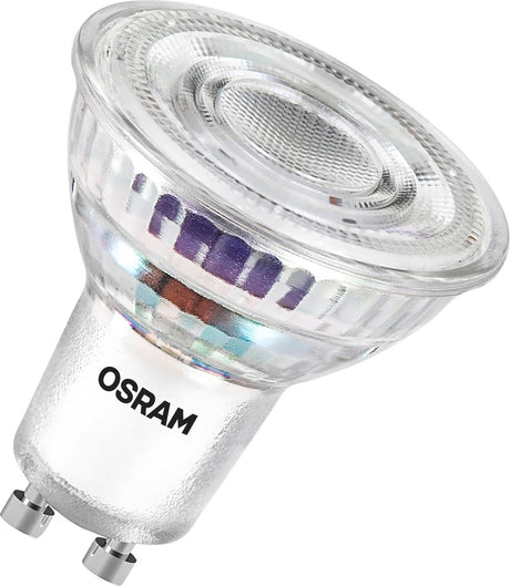 Osram energieklasse led-reflectorlamp par16 met 2 w, 360 lm, koud wit (4000 k) gemaakt van loodvrij glas met gu10 voet in energie-efficiëntieklasse a, 50 mm diameter, ip20.