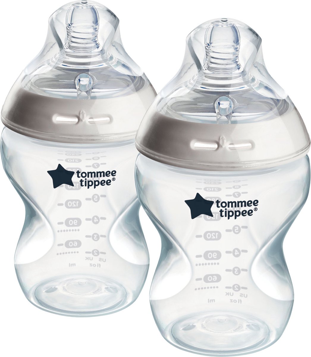 Tommee tippee natural start babyflessen - set van 2 x 260ml baby flessen - lage toevoersnelheid 3m+