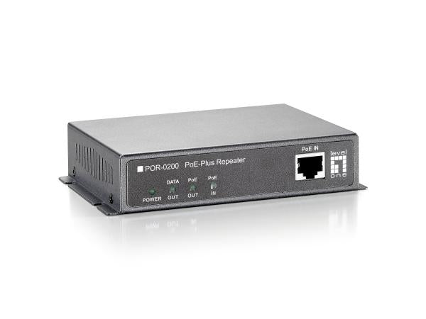 Levelone por-0200 fast ethernet network repeater, 2x fe, poe-plus 802.3at, 200m