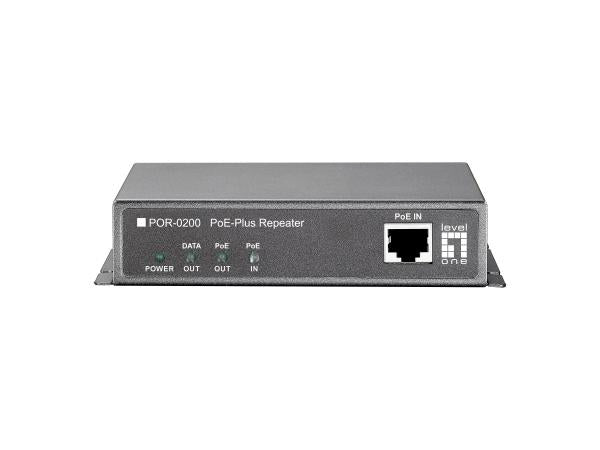 Levelone por-0200 fast ethernet network repeater, 2x fe, poe-plus 802.3at, 200m