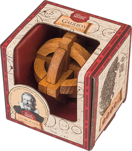 Professor puzzle houten denkspel great minds galileo globe puzzel.