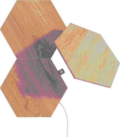 Nanoleaf elements uitbreidingspakket - 3 led panelen - houteffect - slimme verlichting - google home